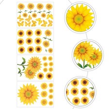  4 Sheets Adesivi Murali Forma Di Girasole Per Casa Cucina Ufficio Floreali