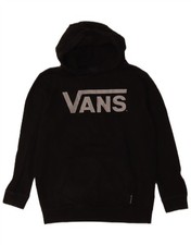 VANS Womens Graphic Hoodie Jumper UK 12 Medium Black Cotton CQ08