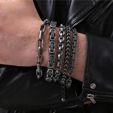 Chain Bracelets for Men Boys, Byzantine Stainless Steel Braided Link Wristband