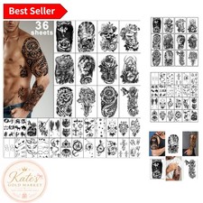 Elegant 36 Sheets Temporary Tattoos: Waterproof Fake Body Art for All Occasions