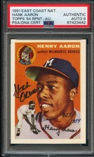 HANK AARON 1991 EAST COAST NATIONAL 1954 ROOKIE REPRINT AUTO SSP PSA AUTO 9!