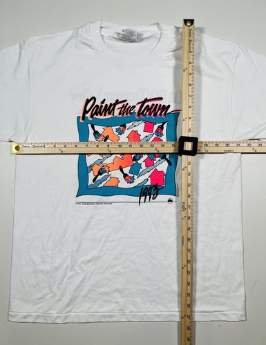 Vintage Paint the Town Shirt Mens Large White Boise Idaho Graphic USA 1993 90s - Picture 7 of 8