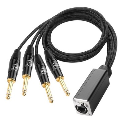 1/4'' TRS Audio Snake 4 Channel Multi Over RJ45 Ethercon Cat5/6 to 6.35mm TRS ...