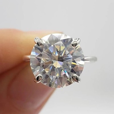 Solitaire Wedding Ring In 14K White Gold 4CT Round-Cut  EF/VS Lab Grown Diamond