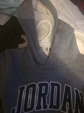 Jordan Boys 2-Piece Fleece Hoodie Pants Set Graphic Print Gray Size 7