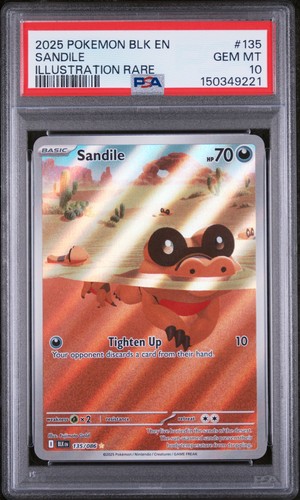 2025 POKEMON BLK EN-BLACK BOLT ILLUSTRATION RARE #135 SANDILE PSA 10