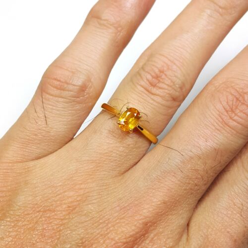 1.02 cts. Natural Thai Yellow Sapphire Ring Sterling Silver 925 Anniversary Ring - Picture 3 of 9