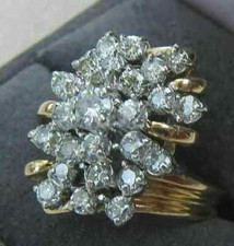Huge 2Ct Real Moissanite Waterfall Cluster Co...
