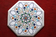 18" Marble Table top handicraft floral art inlay semi precious stones work