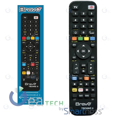 BRAVO Mando a Distancia Programable TECHNO 3 Tres Bancos De Memoria TV Tdt VCR