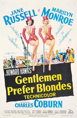 Gentlemen Prefer Blondes Marilyn Monroe Vintage Movie Poster - 12x18