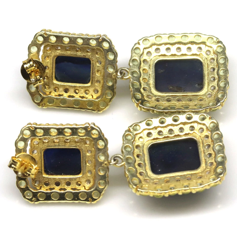 Edelstein Heizbar Blau Saphir, Peridot & Zirkonia Ohrringe 925 Silber 18K Gold - Bild 3 von 4