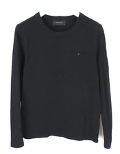 PEAK PERFORMANCE Army Pkt LS T-Shirt Men's MEDIUM Crew Collar Black