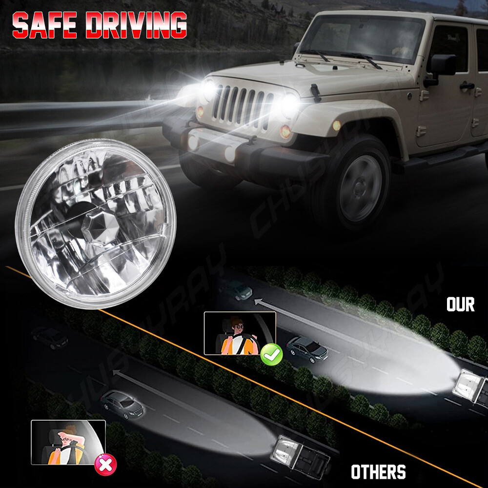 7 INCH Round Sealed Beam Glass Clear Lens Headlights H4 7 INCH Round Sealed Beam Glass Clear Lens Headlights H4