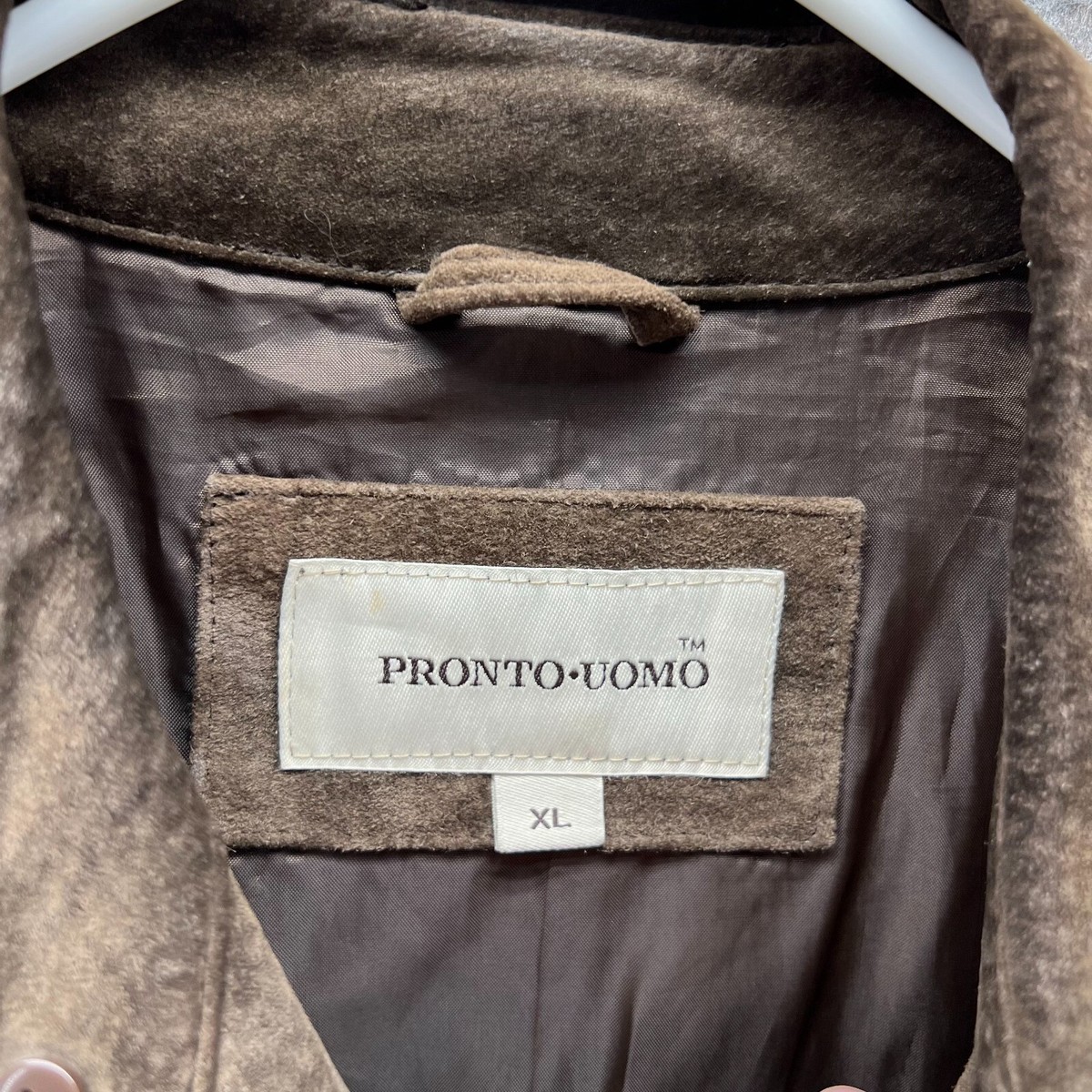 Pronto Uomo Jacket Mens Extra Large Adult Brown Suede Trench Coat