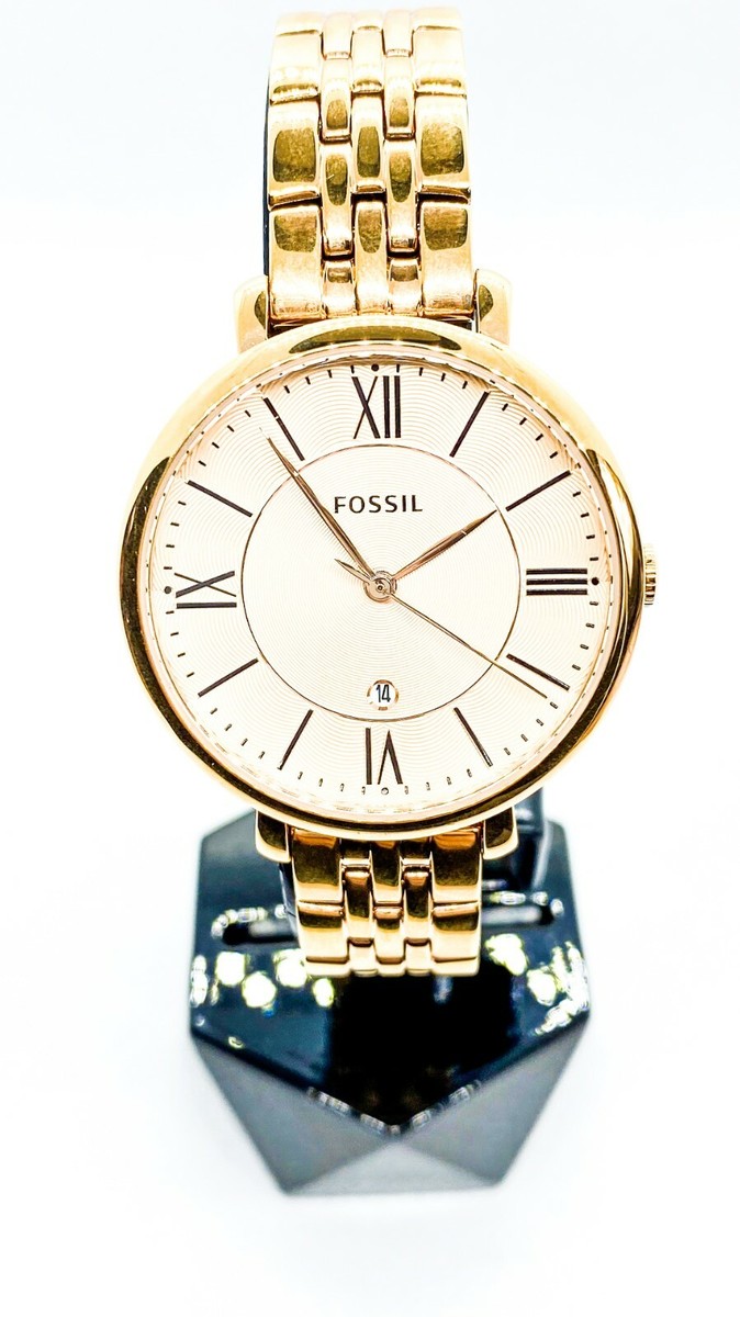 Fossil Jacqueline ES3435 Women\'s Rose Gold Tone Watch Fossil Jacqueline Rose Gold Dial Rose Gold Steel Strap Watch  main image 3