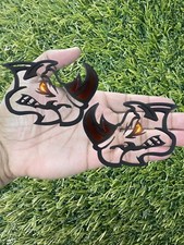 Angry Rhino Color Changing Eye Red Horns Emblem Badge Custom New Matte Black