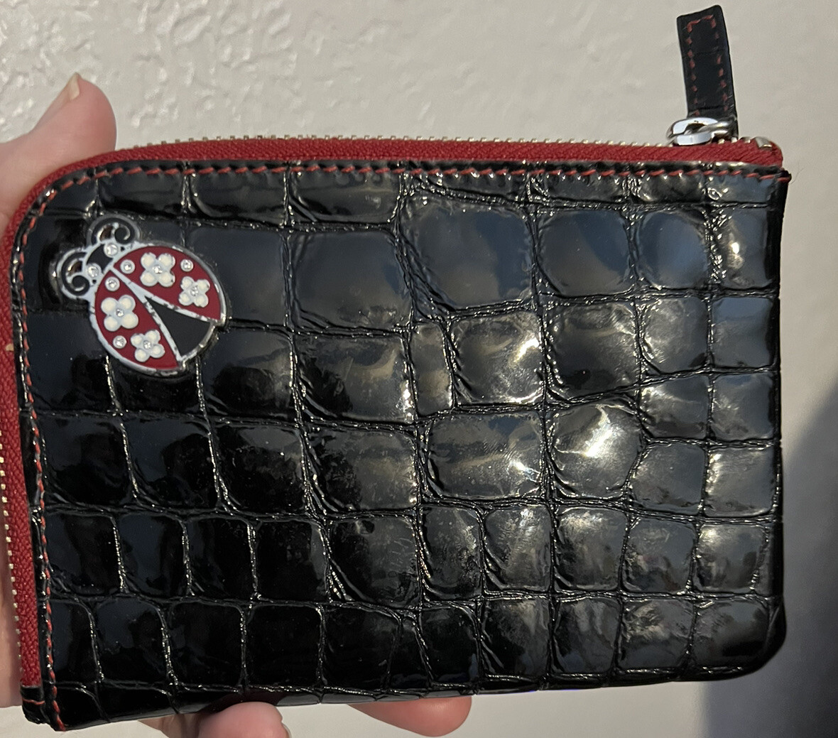 BRIGHTON LADY BUG Leather zip around small NO COPYING Purse WALLET