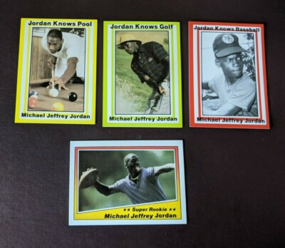 AAmer 1991 Michael Jordan Knows Golf Baseball Football Pool 4 Card Set Mint