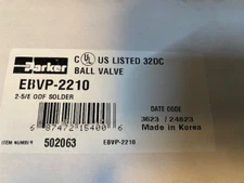 Parker 502063 - 2-5/8" ODF EBVP-2210 Refrigeration & Air Conditioning Ball Valve