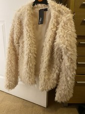 Bnwt Jane Norman Cream Short Fluffy Cardi Jacket Size 10
