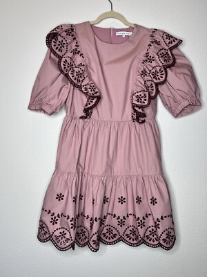 Endless Rose RUFFLED Mini DRESS Embroidered Size L Cotton | eBay