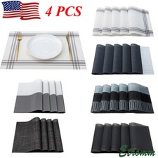 Set of 4 PVC Placemats Non-Slip Heat Resistant Cloth Dining Table Place Mats US