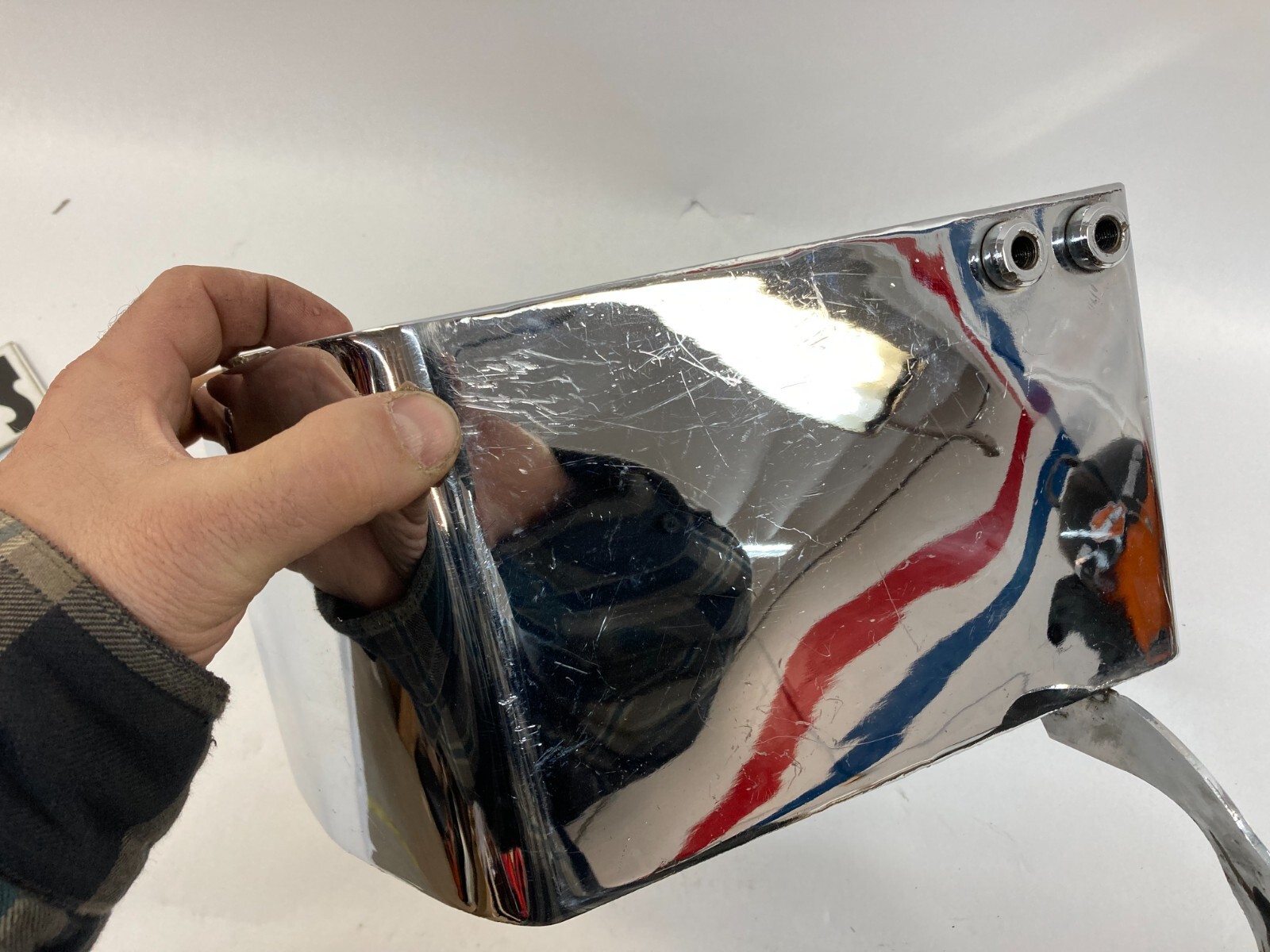 Harley custom chrome horseshoe wrap around oil tank bag cell 12 1/4" eBay