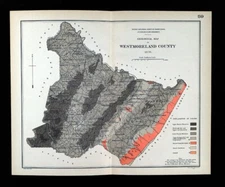 1878 Pennsylvania Geology Map Westmoreland County Greensburg Latrobe New Stanton