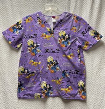 Disney Halloween Multicolored Size Medium Scrub Top Mickey Mouse Goofy
