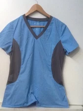 WHITE CROSS Allure 781 scrubs top dental medical M stretch knit sides Blue Gray