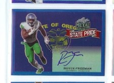 ROYCE FREEMAN 2018 LEAF METAL DRAFT AUTO BLUE #34/35 STATE PRIDE #SP-RF1 DUCKS 