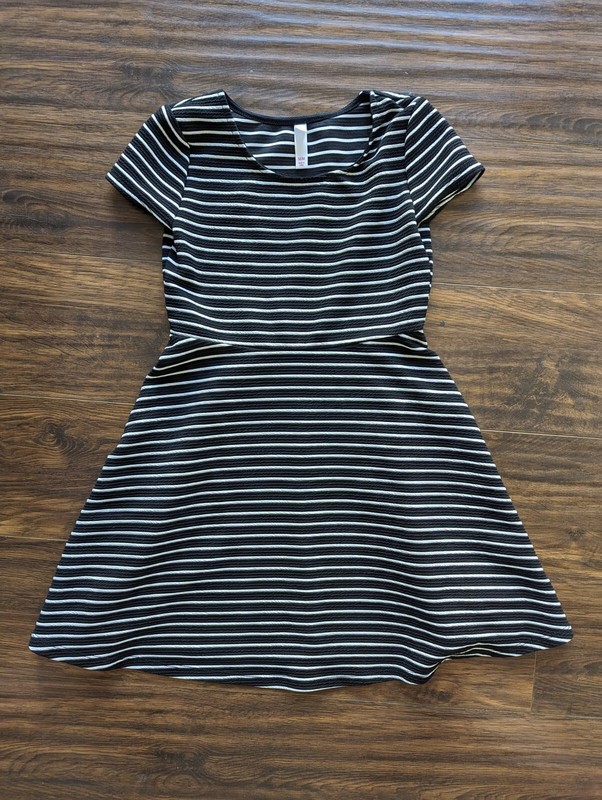 Size 8 9 Xhilaration Black White Striped Girl Dress