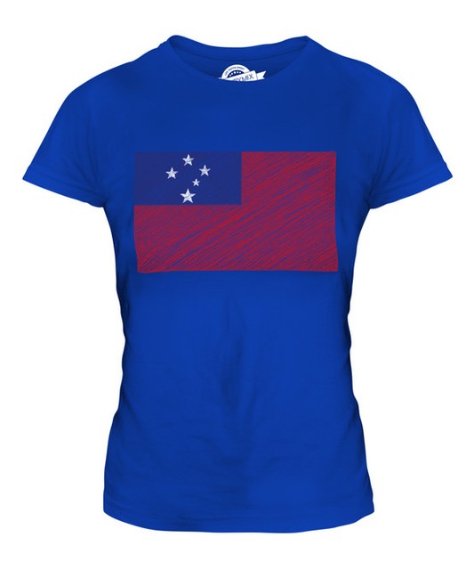 SAMOA SCRIBBLE FLAG LADIES T-SHIRT TEE TOP GIFT SAMOAN FOOTBALL | eBay