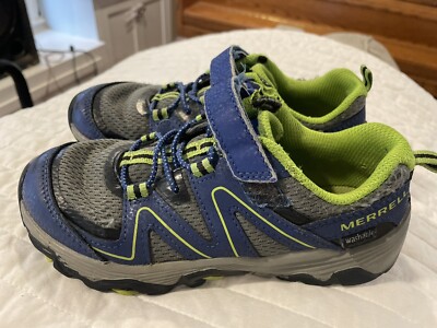 Merrell Boys Trail Quest Hiking Running Shoes Blue Green 13 