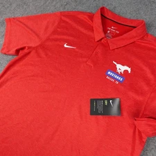 SMU Mustangs Shirt Mens Large Red Nike Dri-FIT Polo Dallas TX Performance Golf