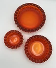Fenton Amberina Hobnail Art Glass Nesting Ashtrays Trinket Dishes 3 pc Vintage