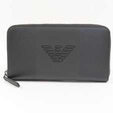 Emporio Armani logo Zip Around long wallet black Synthetic leather 102157