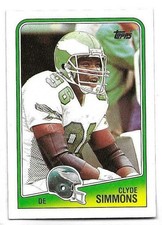CLYDE SIMMONS 1988 TOPPS ROOKIE CARD NEAR MINT CONDITION. rookie card picture