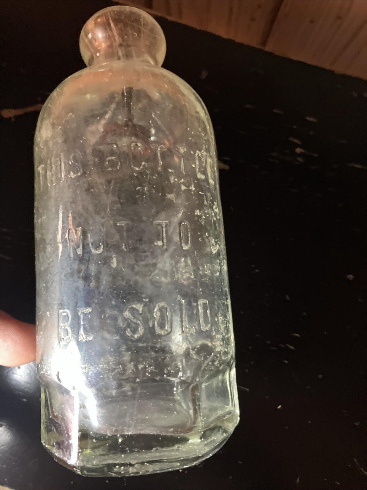 JOHN GRAF MIWAUKEE WI. CLEAR BLOB TOP WIESS VINTAGE BOTTLE WHAT GIVES TRADE MARK