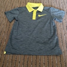 Nike Dri Fit Gray  Yellow Polo Shirt Boys Size 6 Sports School Spring Outdoors