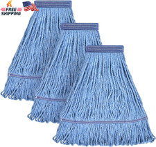 Matthew Heavy Duty Mop Head Commercial Floor Cleaning Pack of 3 Blue