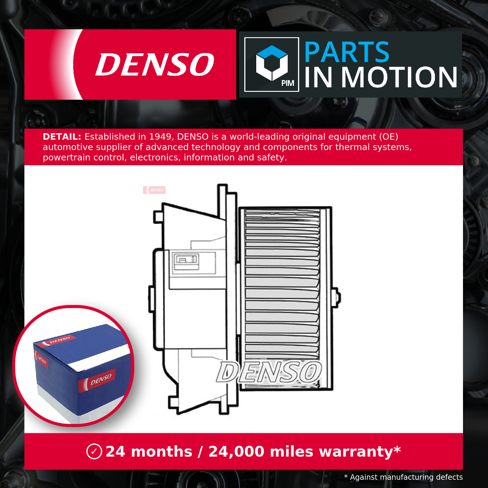 Interior Blower Motor fits FIAT DOBLO 223 1.3D 2004 on Heater Denso 46722948 New