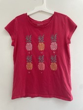 Gap Kids Girls Sunny Pineapple Graphic Crewneck Short Sleeve Shirt Pink XL 12