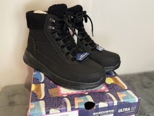Skechers Women’s Stretch Go Walk Boots 100% Waterproof Black Uk 6 New In Box