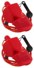Fox 40 Classic Official CMG 3-Chamber Pealess Whistle + Lanyard, Red (2-Pack)