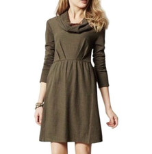 Anthropologie Saturday Sunday Cowl Neck Alcott Dress | Olive Green | Size XS
