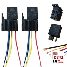 5 pin 12v 30A Automotive Relay with Harness 2Pack Manual Relay with harness