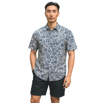 Cultura shirt Men's Medium button up short sleeves floral print  snap buttons