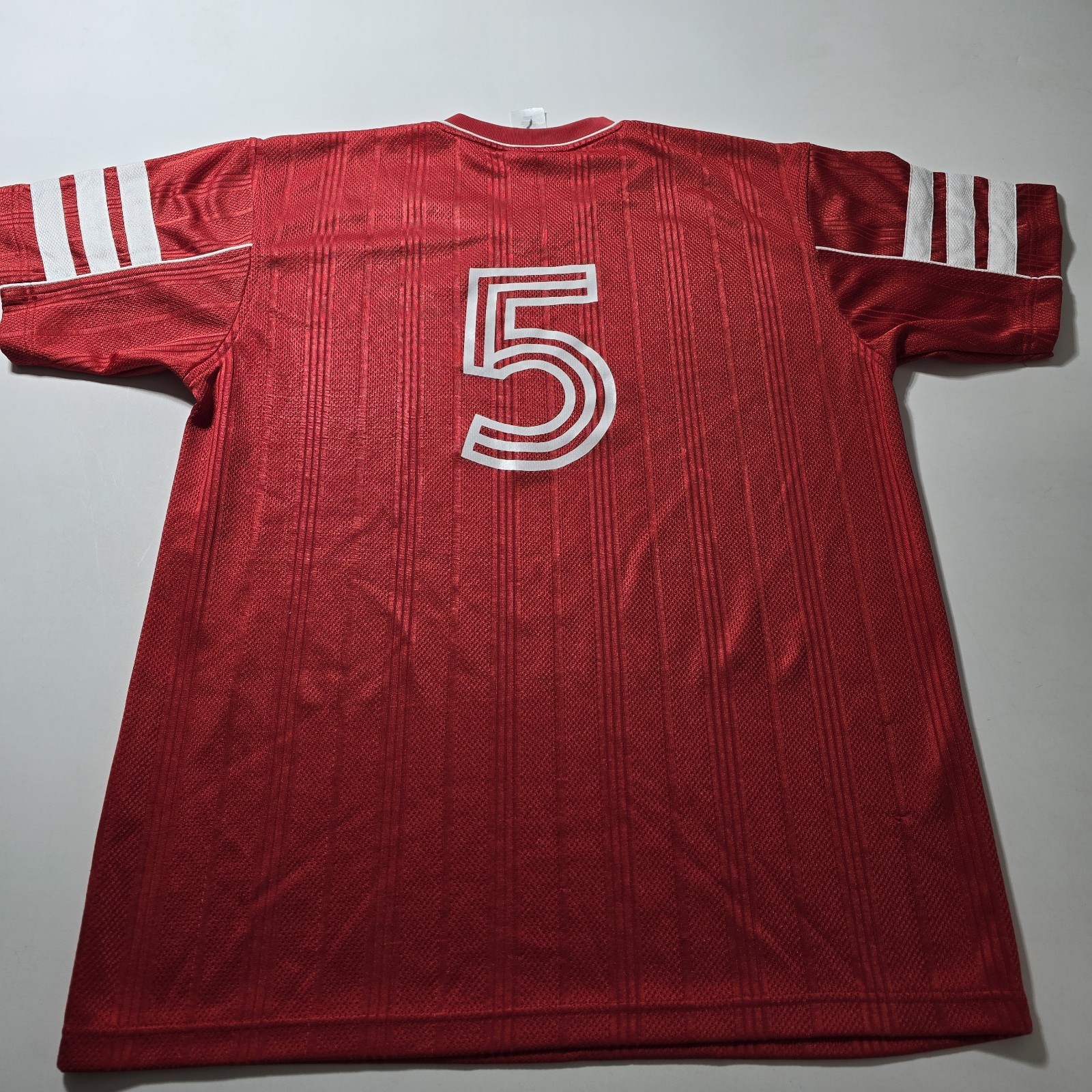 VTG Y2k Red Mens Adidas V-Neck Soccer Jersey #5 Size Large